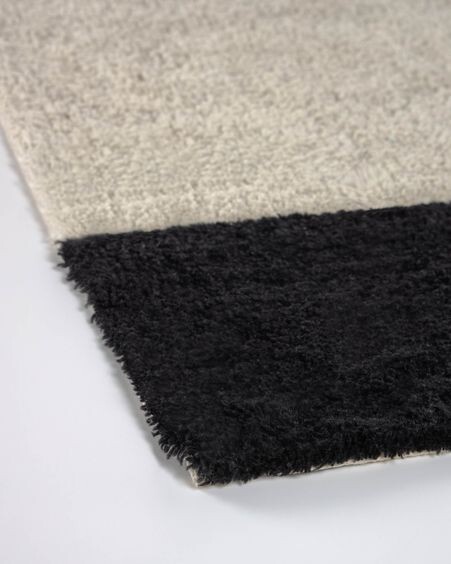 Alfombra de baño Maica 100% algodón beige rectángulo negro 40 x 60 cm