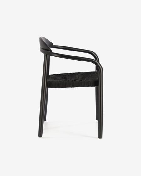 Silla Nina de madera maciza de acacia acabado negro mate y cuerda negro