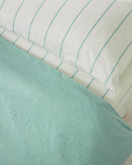 Set Gaitana funda nórdica, bajera y funda almohada 100% algodón GOTS turquesa 70 cm