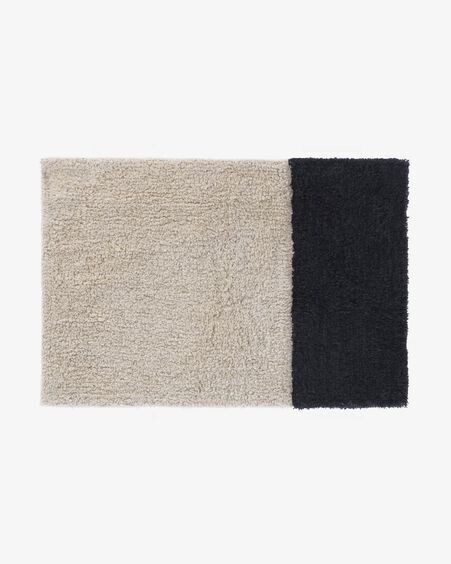 Alfombra de baño Maica 100% algodón beige rectángulo negro 40 x 60 cm