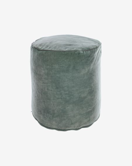 Puf redondo Brunetta de terciopelo turquesa oscuro Ø 40 cm