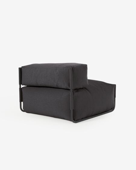 Puf sofá modular con respaldo 100% exterior Square gris oscuro y aluminio negro 101x101 cm