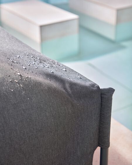Puf sofá modular con respaldo 100% exterior Square gris oscuro y aluminio negro 101x101 cm