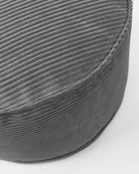 Puf grande Wilma pana gruesa gris Ø 70 cm