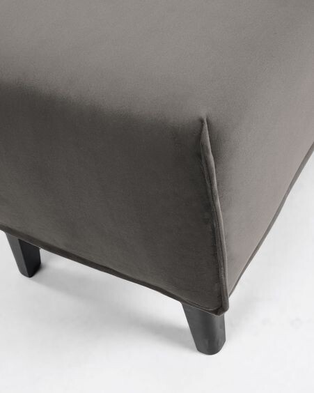 Banqueta Dyla terciopelo gris y madera maciza de haya 111 cm