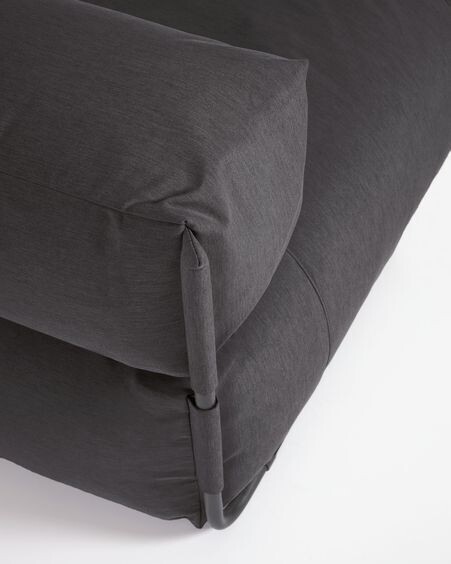 Puf sofá modular con respaldo 100% exterior Square gris oscuro y aluminio negro 101x101 cm