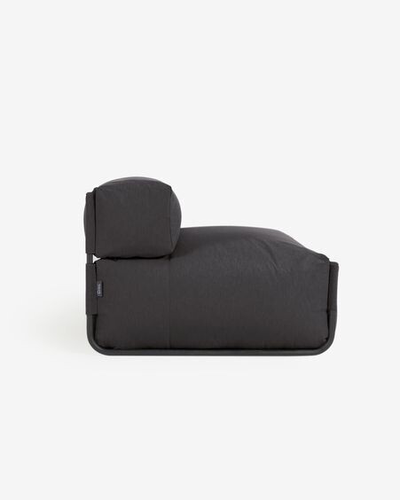Puf sofá modular con respaldo 100% exterior Square gris oscuro y aluminio negro 101x101 cm