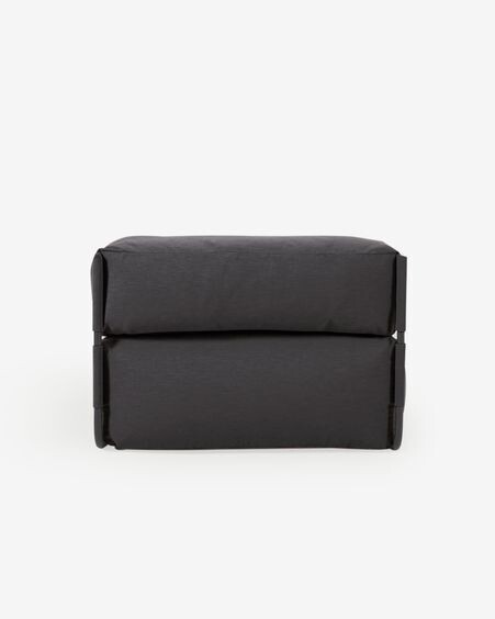 Puf sofá modular con respaldo 100% exterior Square gris oscuro y aluminio negro 101x101 cm