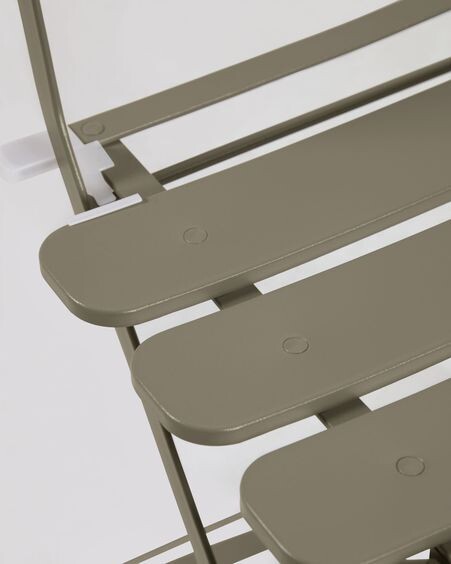 Set de exterior Alrick de mesa y 2 sillas plegables de acero verde