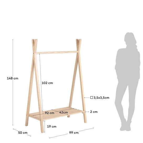 Burra tipi Maralis de madera maciza de fresno 148 x 50 cm