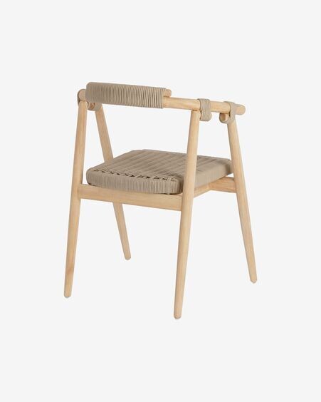 Silla Majela madera maciza eucalipto con acabado efecto roble y cuerda beige FSC 100%