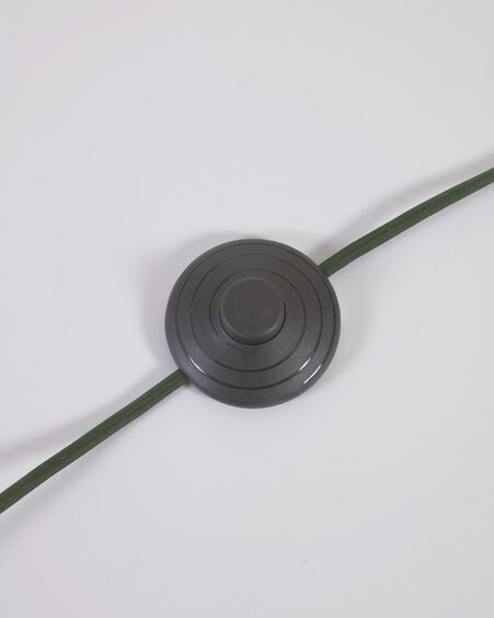 Lámpara de mesa grande Lumisa de ratán con acabado natural y cuerda verde
