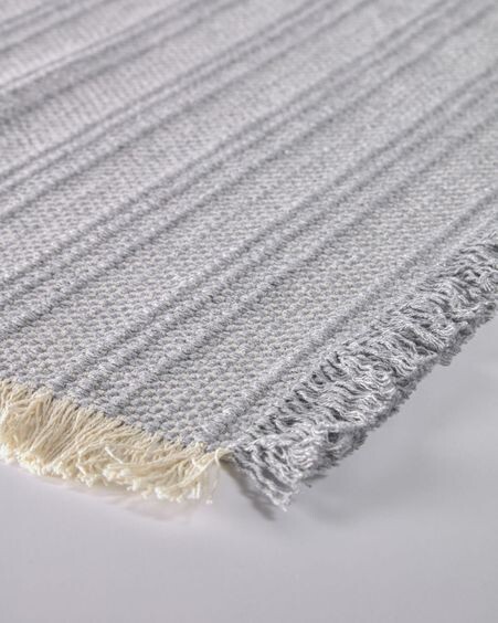 Set Aicha de 2 individuales 100% algodón flecos beige y azul 35 x 50 cm
