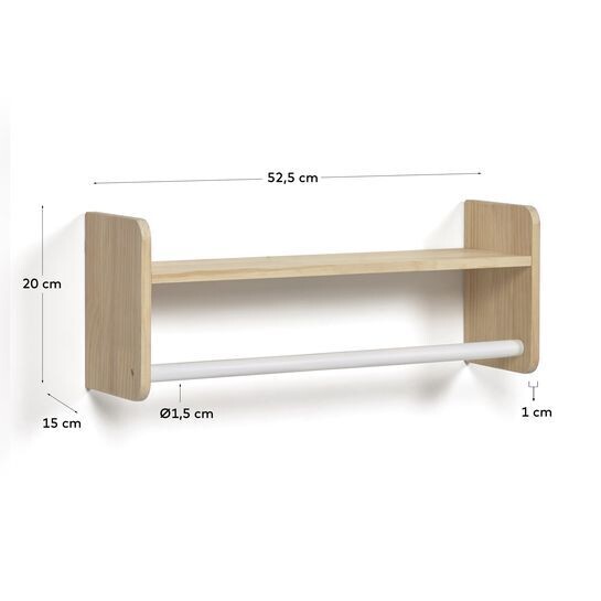 Estante perchero Florentina madera maciza pino natural y MDF blanco 52,5 cm FSC MIX Credit