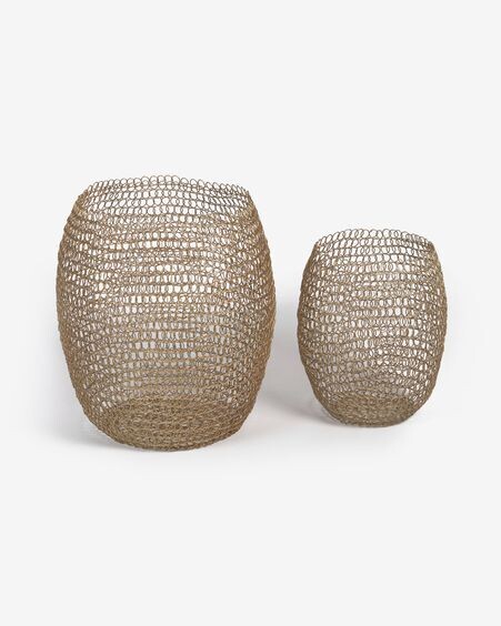 Set Xianara de 2 cestas de metal con acabado dorado mate