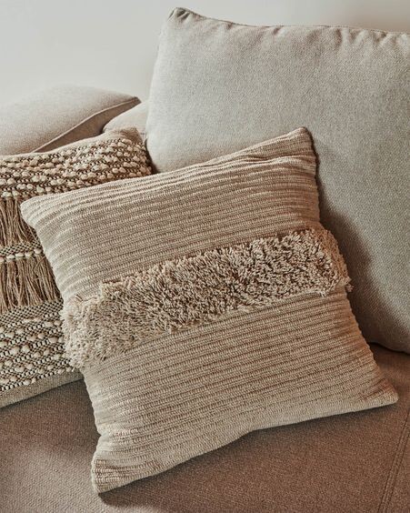 Funda cojín Mariana 100% algodón beige 45 x 45 cm