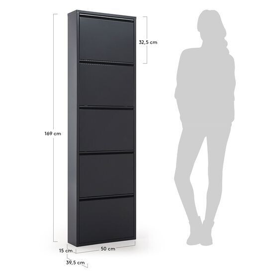 Zapatero Ode 50 x 168,5 cm 5 puertas grafito