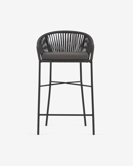 Taburete Yanet de cuerda negro y acero galvanizado altura 80 cm