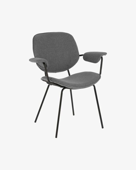 Silla Naiquen gris claro y acero con acabado negro