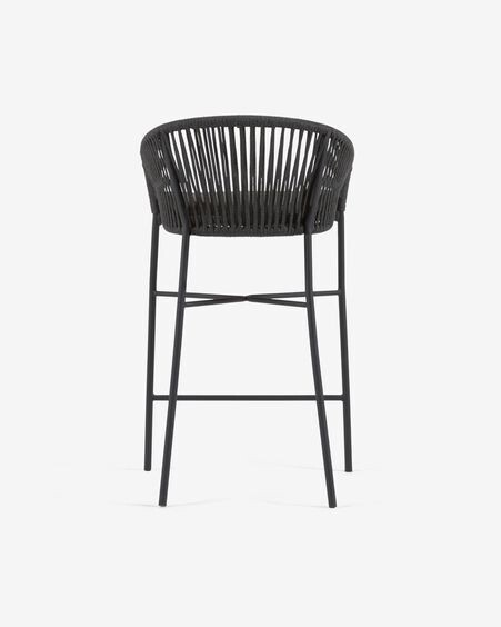 Taburete Yanet de cuerda negro y acero galvanizado altura 80 cm