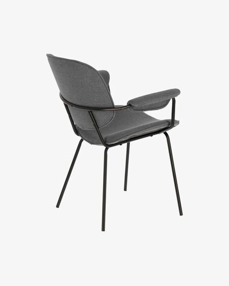 Silla Naiquen gris claro y acero con acabado negro