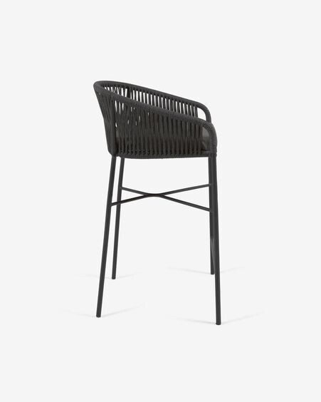 Taburete Yanet de cuerda negro y acero galvanizado altura 80 cm