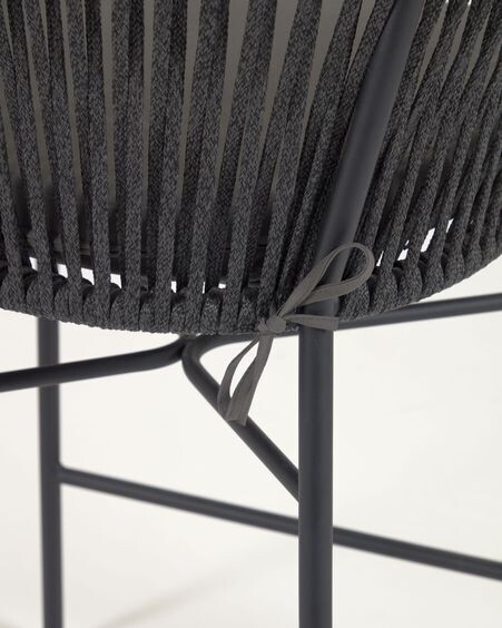 Taburete Yanet de cuerda negro y acero galvanizado altura 80 cm