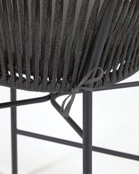 Taburete Yanet de cuerda negro y acero galvanizado altura 65 cm