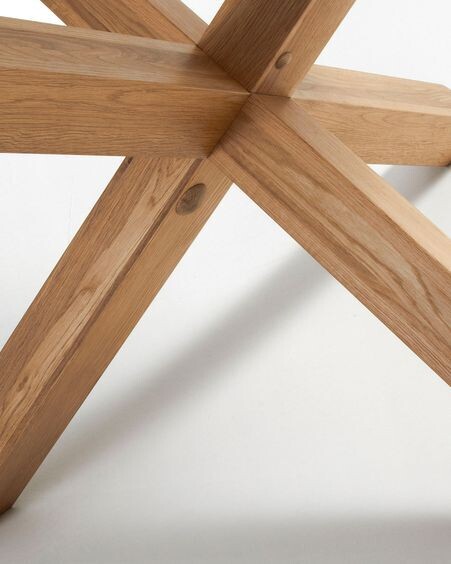 Mesa redonda Lotus Ø 120 cm DM lacado blanco con patas madera maciza de roble