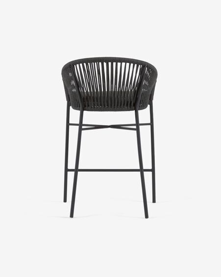 Taburete Yanet de cuerda negro y acero galvanizado altura 65 cm