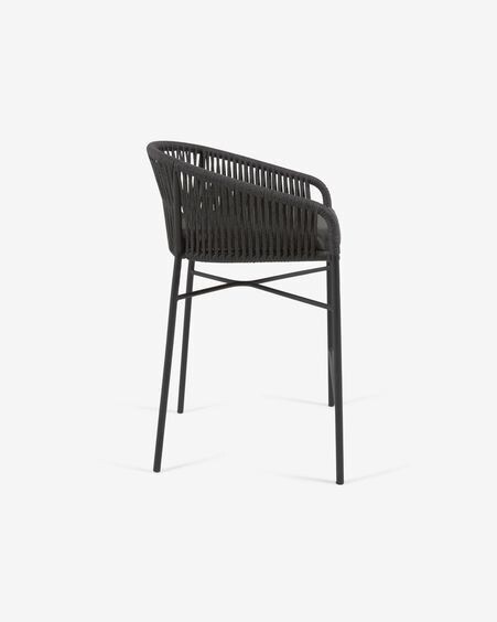 Taburete Yanet de cuerda negro y acero galvanizado altura 65 cm
