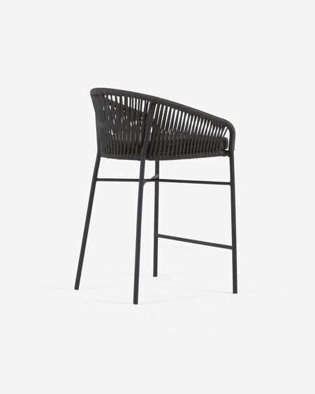 Taburete Yanet de cuerda negro y acero galvanizado altura 65 cm