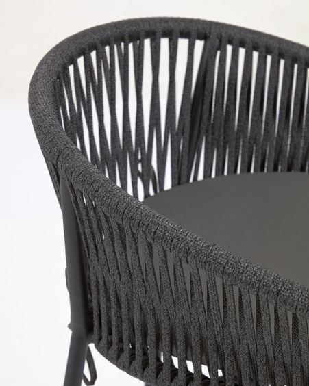 Taburete Yanet de cuerda negro y acero galvanizado altura 65 cm