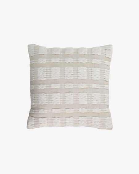 Funda cojín Aima beige y blanco 45 x 45 cm