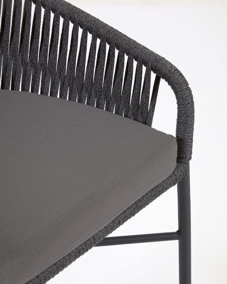 Taburete Yanet de cuerda negro y acero galvanizado altura 65 cm