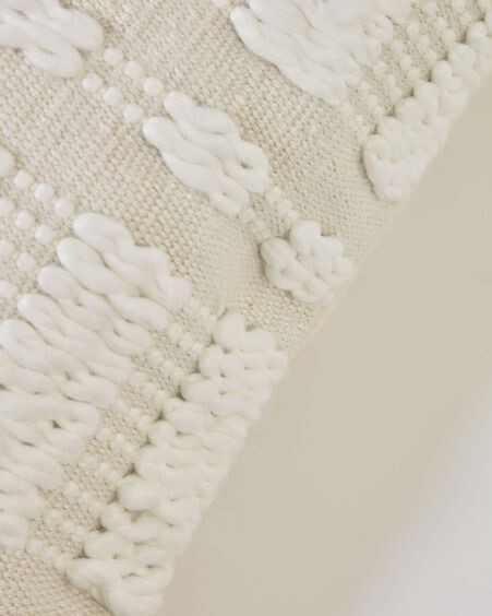 Funda cojín Aima beige y blanco 45 x 45 cm