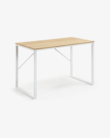 Escritorio Talbot melamina acabado natural patas de acero acabado blanco 120 x 60 cm