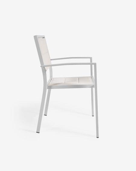 Silla de exterior Sirley de aluminio y textilene blanco