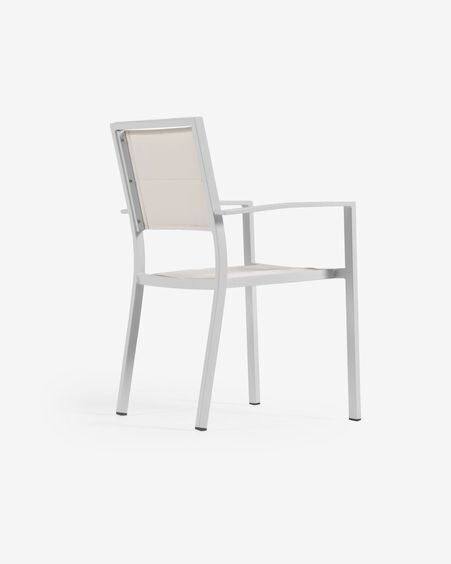 Silla de exterior Sirley de aluminio y textilene blanco
