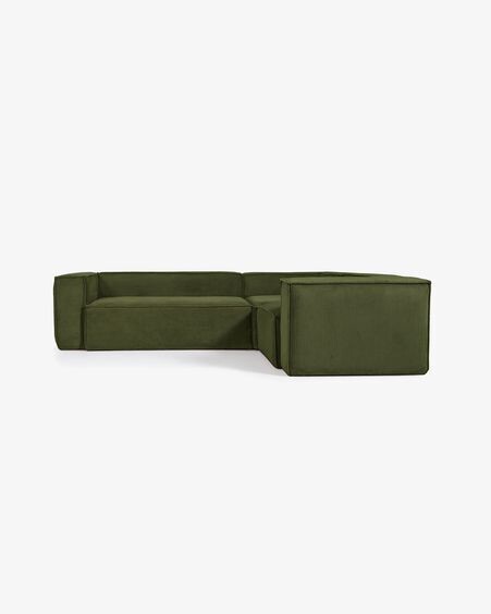 Sofá rinconero Blok 3 plazas pana gruesa verde 290 x 230 cm