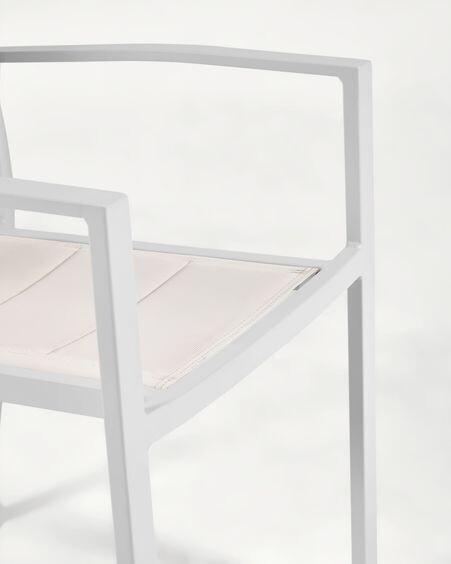 Silla de exterior Sirley de aluminio y textilene blanco