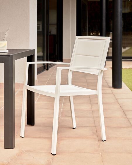 Silla de exterior Sirley de aluminio y textilene blanco