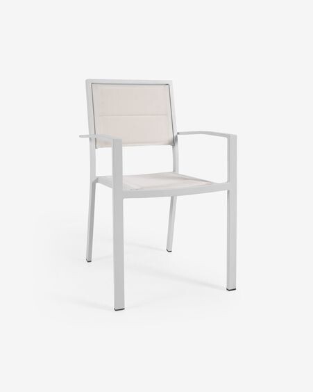 Silla de exterior Sirley de aluminio y textilene blanco