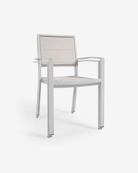 Silla de exterior Sirley de aluminio y textilene blanco