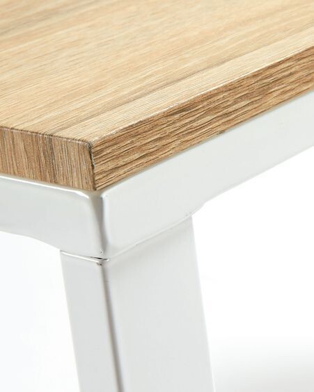 Escritorio Talbot melamina acabado natural patas de acero acabado blanco 120 x 60 cm