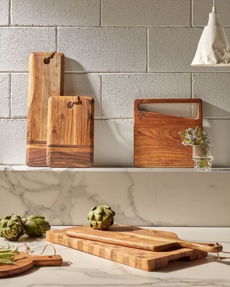 Tabla de servir alargada Ronli madera maciza acacia