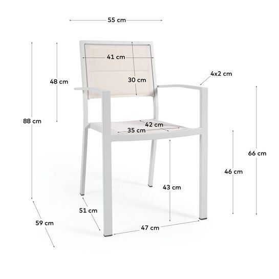 Silla de exterior Sirley de aluminio y textilene blanco