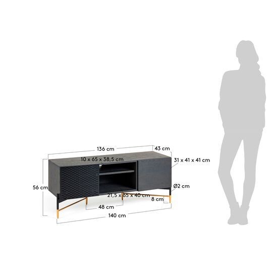 Mueble TV Milian 141 x 56 cm con chapa de fresno