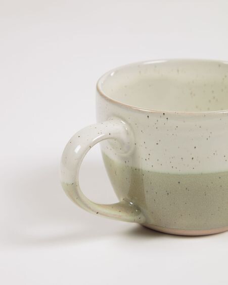 Taza Elida de cerámica beige y verde