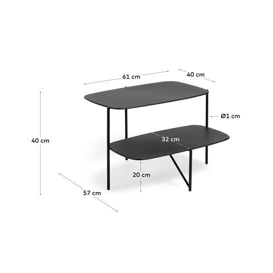 Mesa auxiliar Wigan metal negro 62 x 58 cm